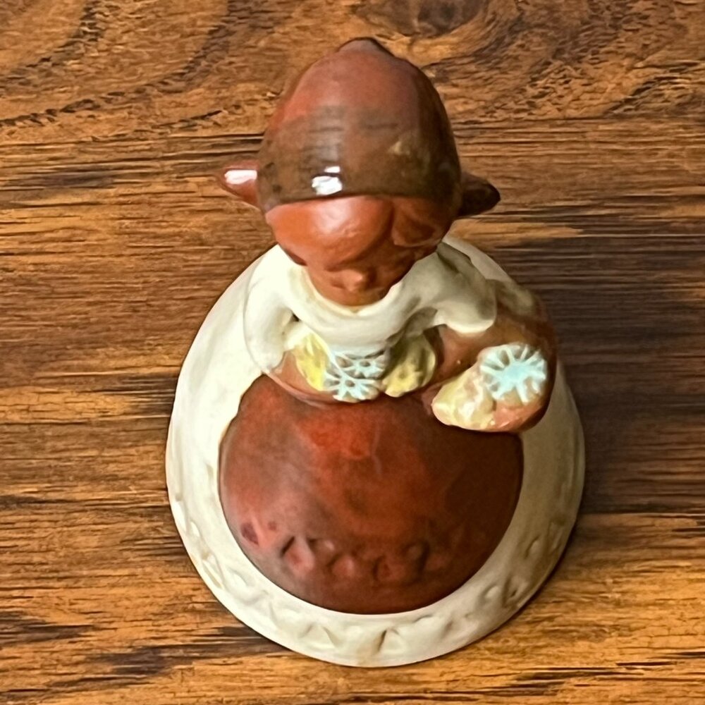 Mid-Century Japanese Ceramic Flower Girl Clay Bell 5.25" Vintage - Picture 12 of 14